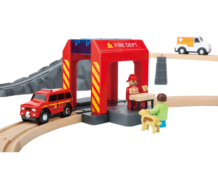 TookyToy – Wooden Train Set – Fire Rescue
