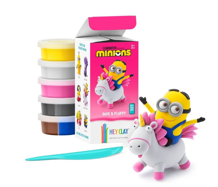 Hey Clay - Modelling Air-Dry Clay with Fun Interactive App - Dave & Fluffy, Series Minions, 5 cans