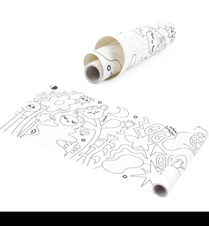TookyToy - 2-in-1 Dot Art Painting Kit and Colouring Roll: 10 Colours