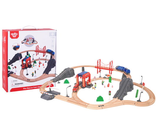 TookyToy – Wooden Train Set – Fire Rescue