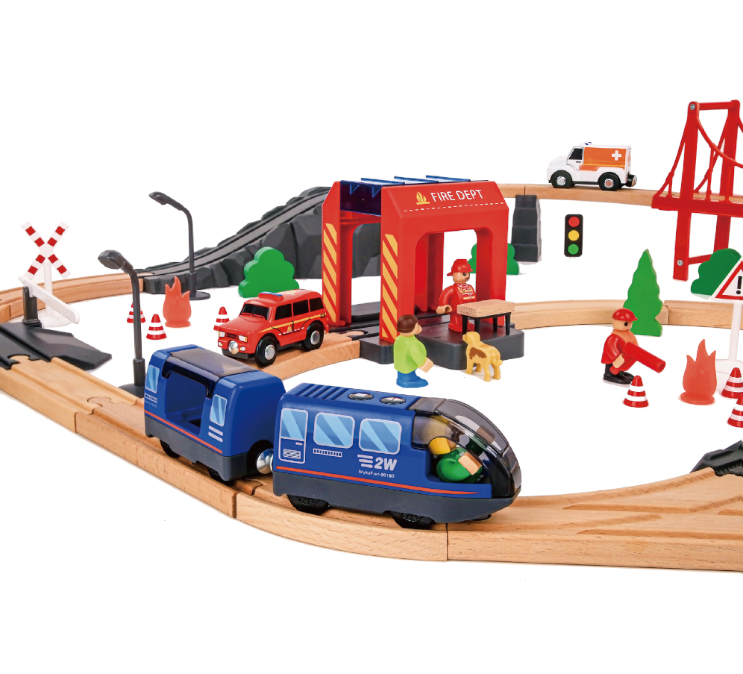 TookyToy – Wooden Train Set – Fire Rescue