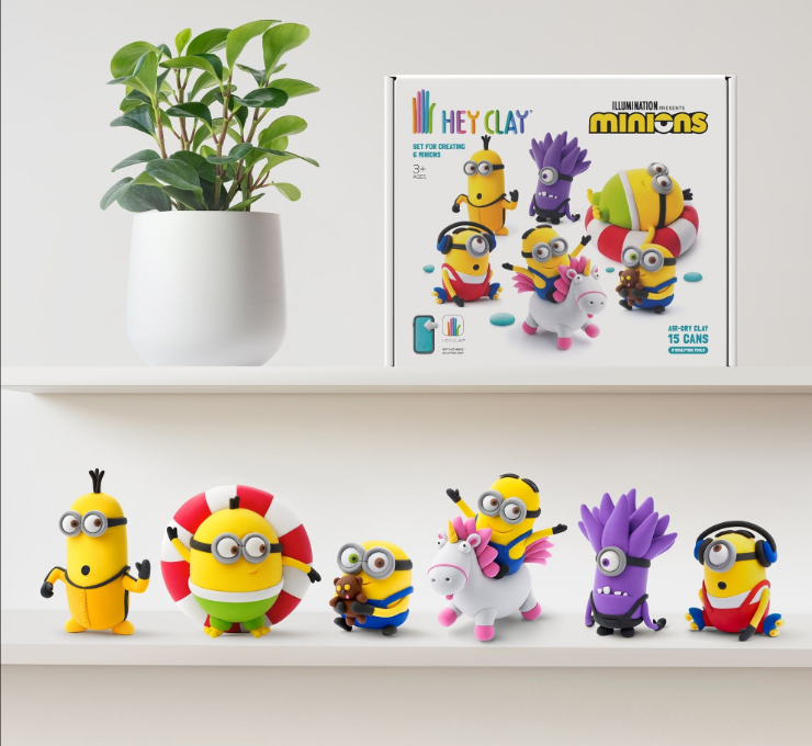 Hey Clay - Modelling Air-Dry Clay with Fun Interactive App - Minions, 15 cans