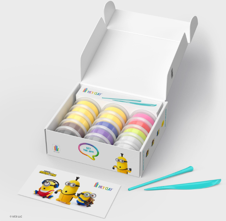 Hey Clay - Modelling Air-Dry Clay with Fun Interactive App - Minions, 15 cans