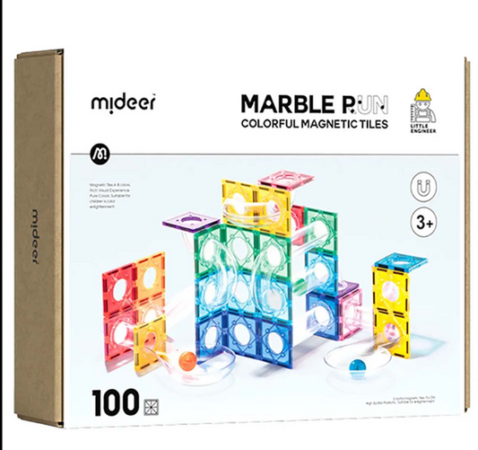 Mideer - Colourful Magnetic Tiles Marble Run - 100pcs
